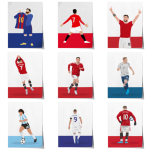 Poster Fußball Messi Ronaldo Maradonna Rooney & Benzema without Gesicht as Decor