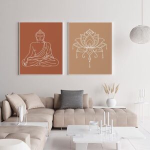Poster Yoga Mandala Lotus Flower & Hand Fatima as Decor Print without Frame