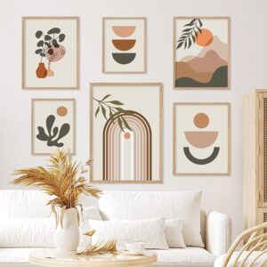 Poster Pflanzen Boho with Linienformen as Decor Print without Frame