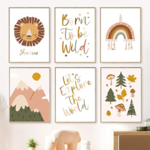 Poster Kids Room Wald Berge Abenteuer Name Personalisiert Kids Room Bi