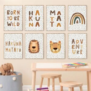 Poster Kids Room Hakuna Matata Lion Tiger Dotted Kids Room Pictures W