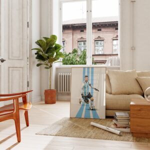 Messi Poster Fußball Minimalistisch Mid Century Modern Wall Decor WM Kunst